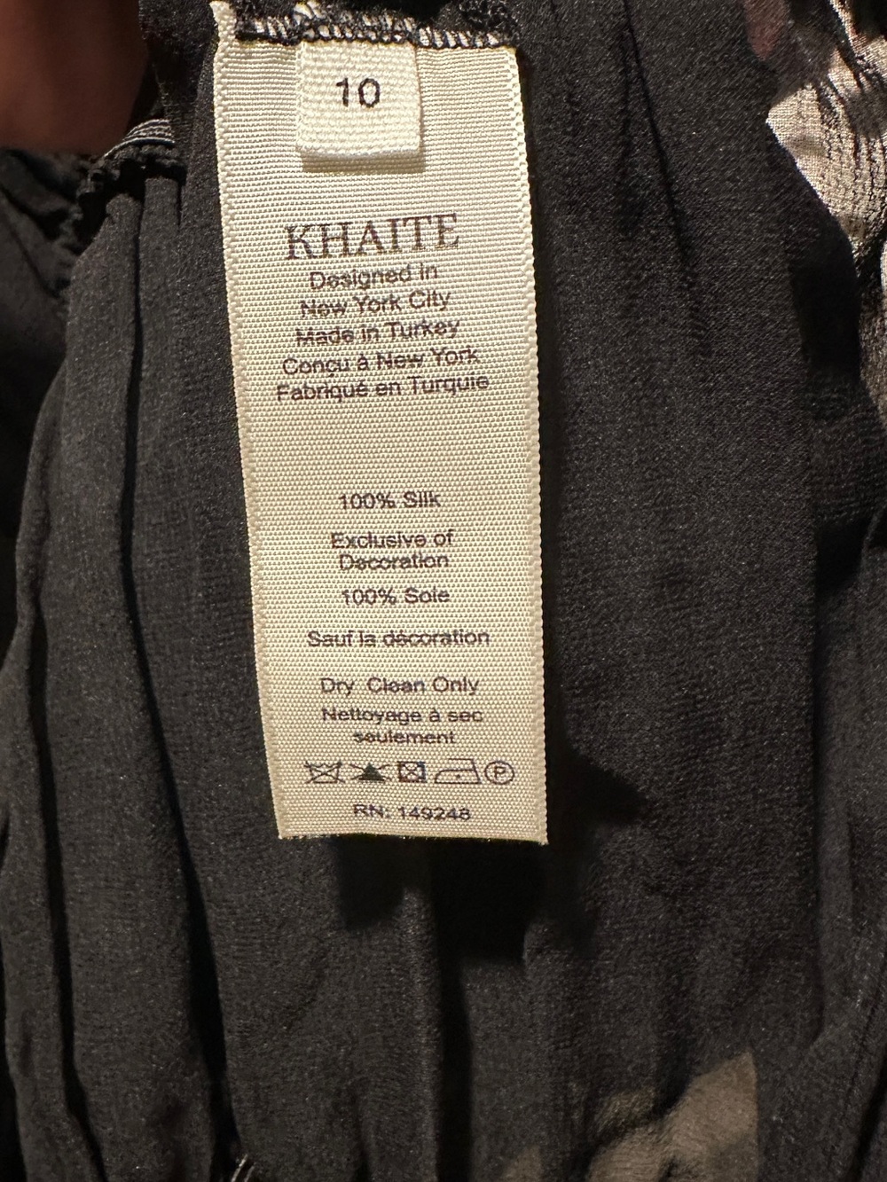 NWT Khaite Lita Ruched V-Neck Stretch Silk Black Top Size 10 - Picture 9 of 13